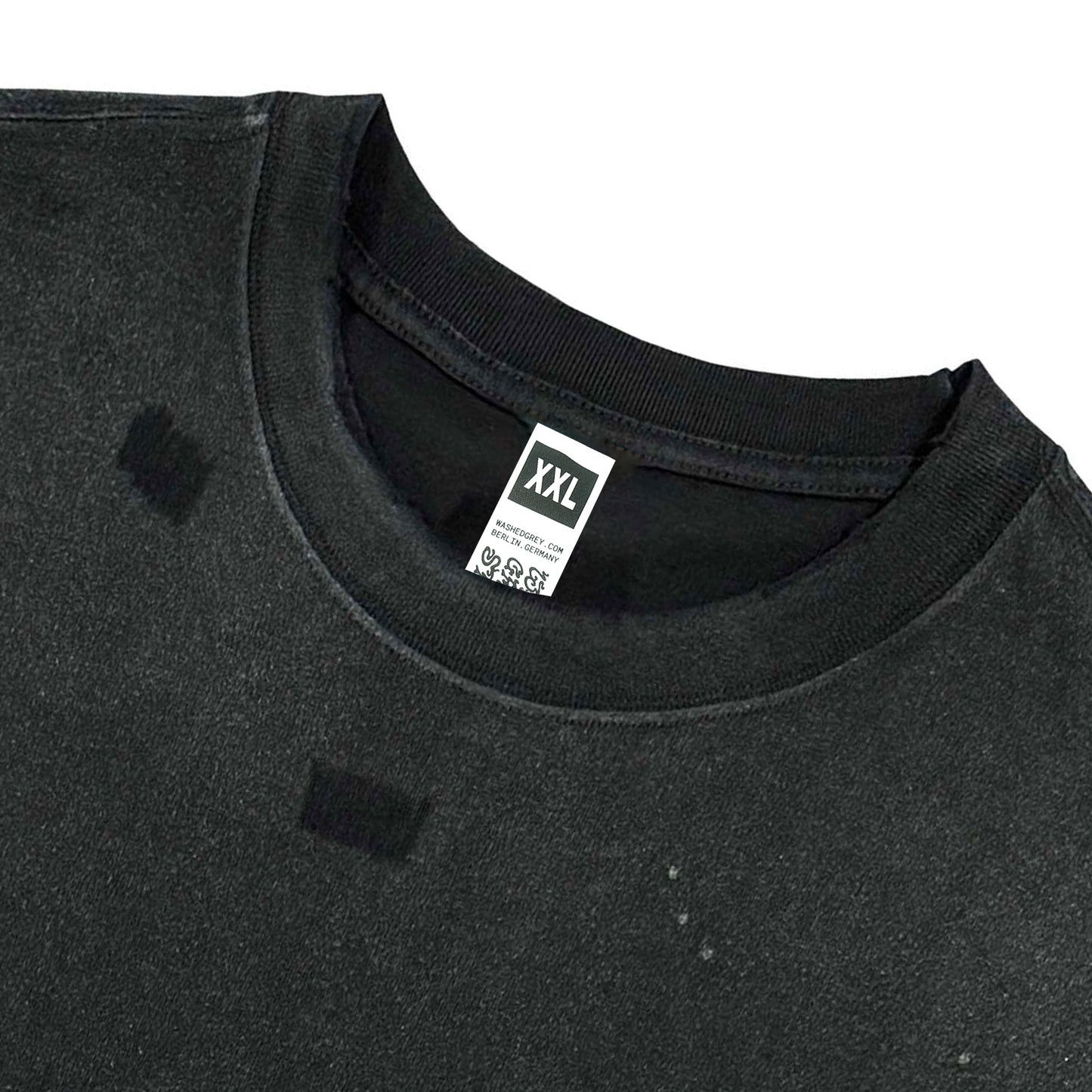 #201 T-Shirt 250GSM "VINTAGE GREY" Stückgefärbt / doppelter Distressed-Kragen