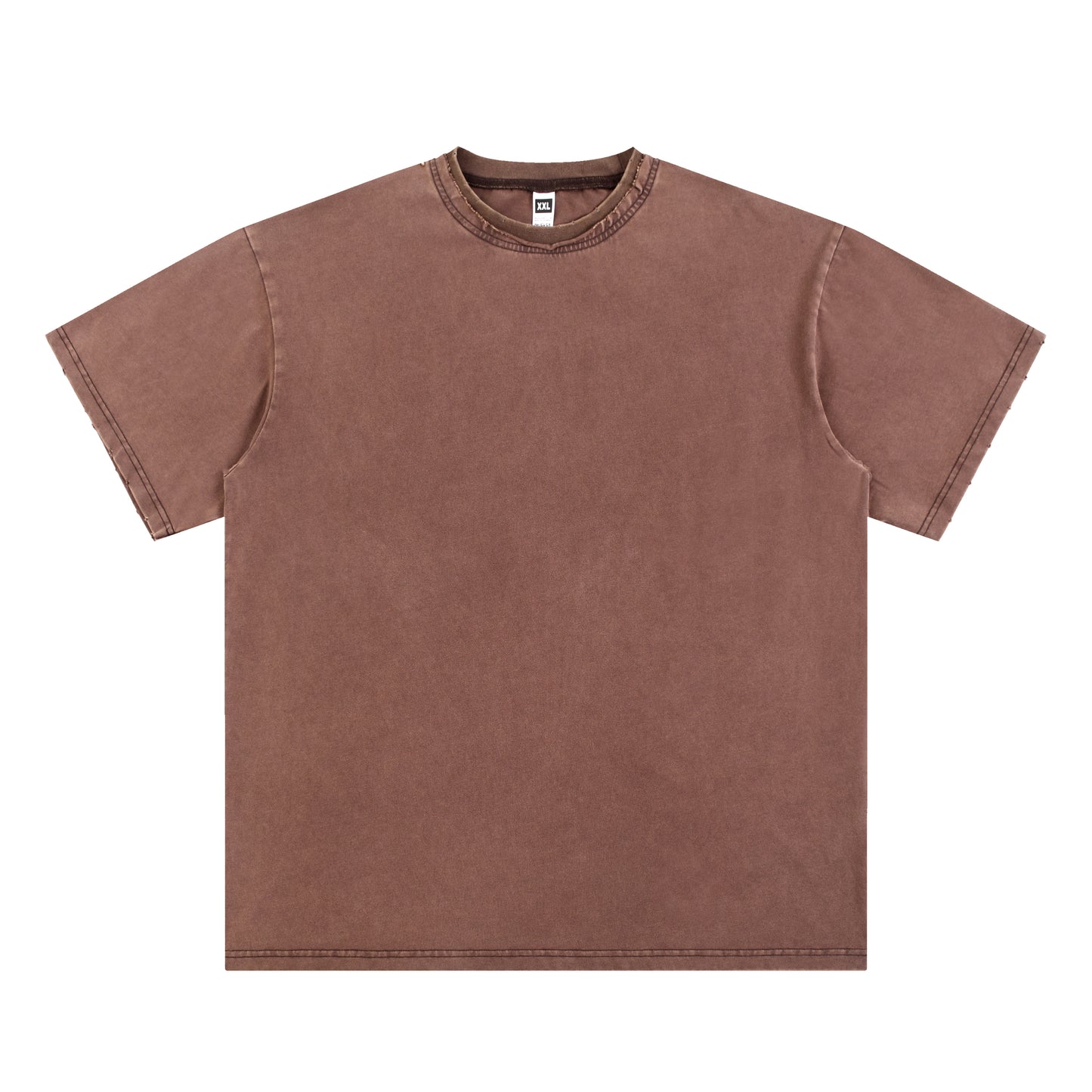 #201 T-Shirt 250GSM "VINTAGE GREY" Stückgefärbt / doppelter Distressed-Kragen