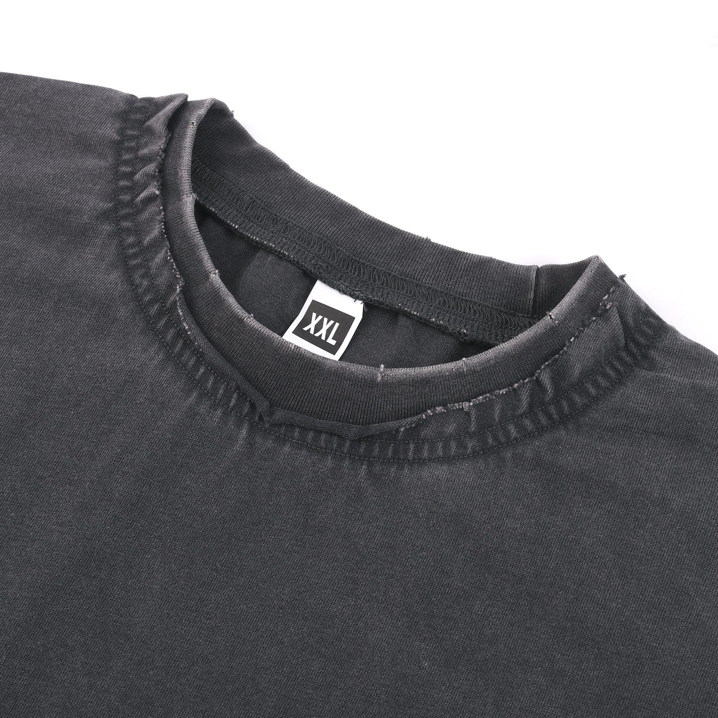 #201 T-Shirt 250GSM "VINTAGE GREY" Stückgefärbt / doppelter Distressed-Kragen