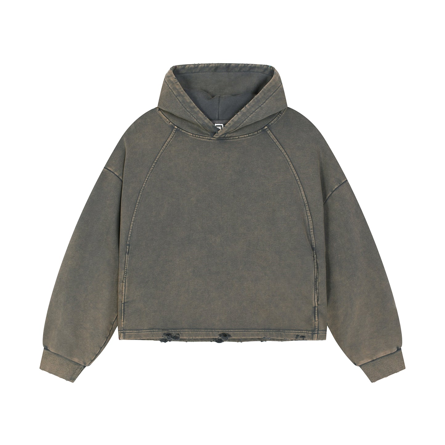 WGS102# BOXY FIT HOODIE 340 GSM DESTRESSED / ACID WASH VINTAGE GREEN [PRE-ORDER]