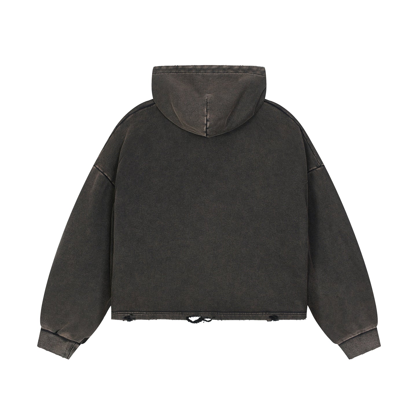 WGS102# BOXY FIT HOODIE 340 GSM DESTRESSED / ACID WASH VINTAGE BLACK [PRE-ORDER]