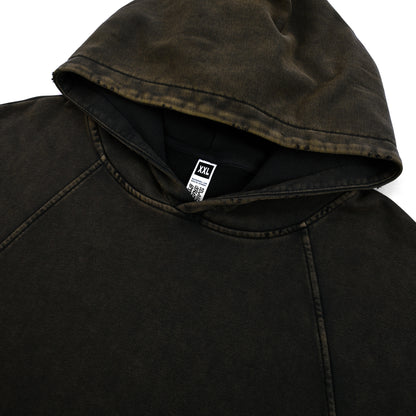 WGS102# BOXY FIT HOODIE 340 GSM DESTRESSED / ACID WASH VINTAGE BLACK [PRE-ORDER]