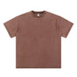WGS201# T-SHIRT WASHED BROWN 250GSM COTTON GARMENT DYED / DOUBLE DISTRESSED COLLAR [PRE-ORDER]