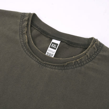 T-SHIRT 250GSM GARMENT DYED / DOUBLE DISTRESSED COLLAR 201# [DROP#2 SAMPLE]