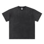 WGS201# T-SHIRT WASHED BLACK 250GSM COTTON GARMENT DYED / DOUBLE DISTRESSED COLLAR [PRE-ORDER]