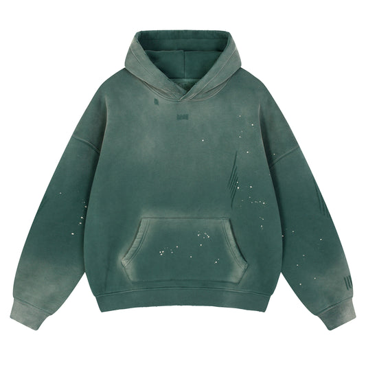 WGS101# HOODIE 360 GSM DESTRESSED AND SUN FADED VINTAGE GREEN [PRE-ORDER]