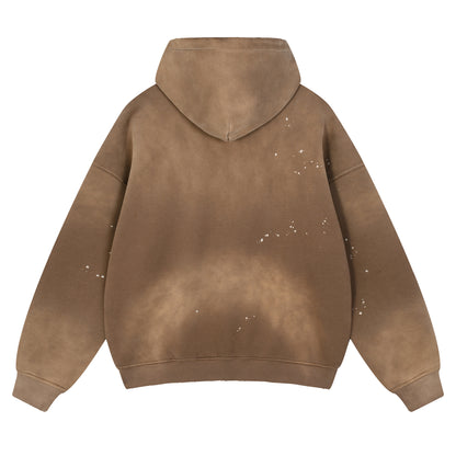 WGS101# HOODIE 360 GSM DESTRESSED AND SUN FADED VINTAGE BROWN [PRE-ORDER]