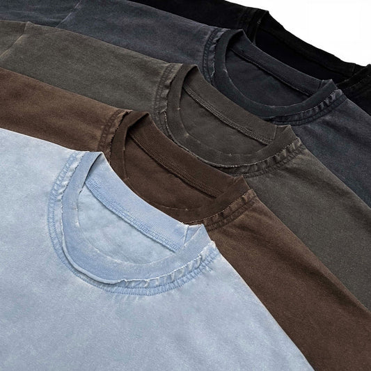 #201 Tee 250GSM "VINTAGE GREY" garment dyed / double distressed collar